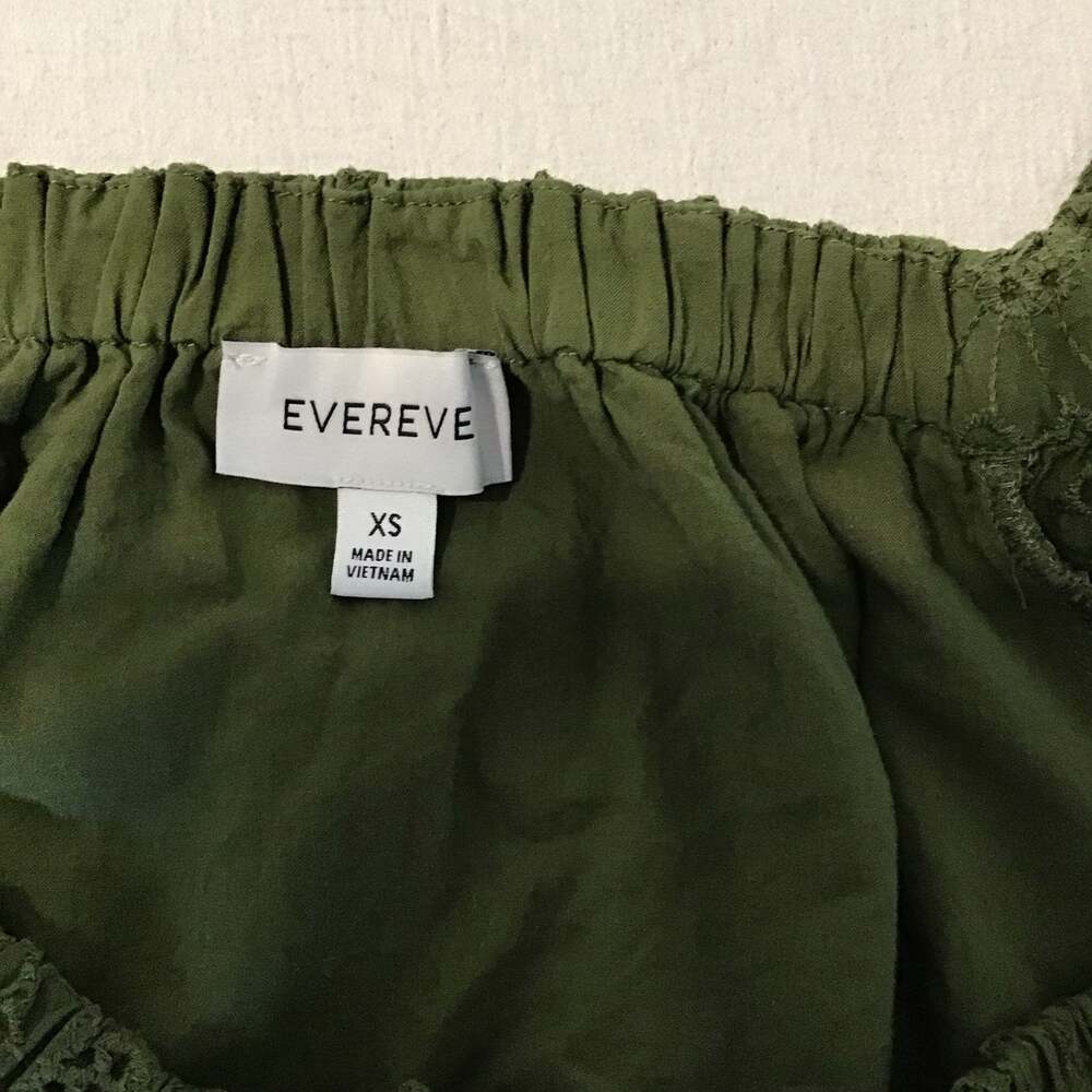 EVEREVE Hadley Eyelet Puff Sleeve Top XS Olive Green Romantic Boho - Picture 11 of 11